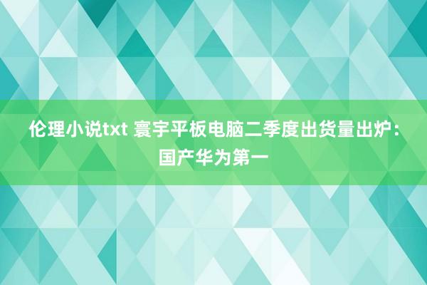 伦理小说txt 寰宇平板电脑二季度出货量出炉:国产华为第一