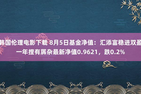 韩国伦理电影下载 8月5日基金净值:汇添富稳进双盈一年捏有羼杂最新净值0.9621,跌0.2%