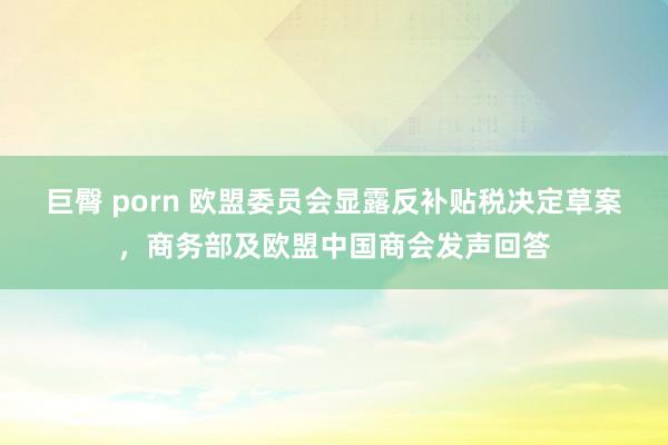 巨臀 porn 欧盟委员会显露反补贴税决定草案,商务部及欧盟中国商会发声回答