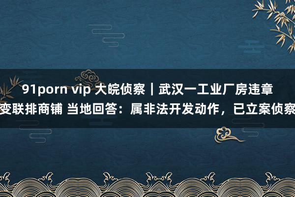 91porn vip 大皖侦察｜武汉一工业厂房违章变联排商铺 当地回答：属非法开发动作，已立案侦察