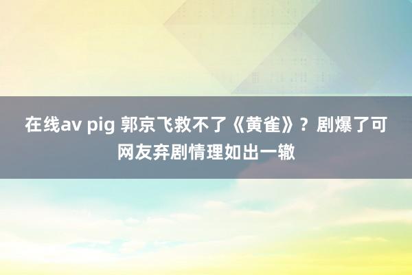 在线av pig 郭京飞救不了《黄雀》?剧爆了可网友弃剧情理如出一辙