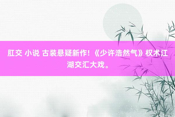 肛交 小说 古装悬疑新作! 《少许浩然气》权术江湖交汇大戏。